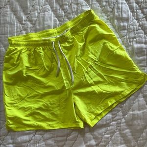 American Apparel Neon Yellow Drawstring Swim Trunks
